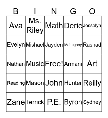 My Class Mates 2016 Bingo Card