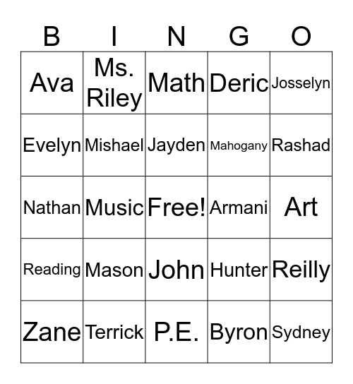 My Class Mates 2016 Bingo Card