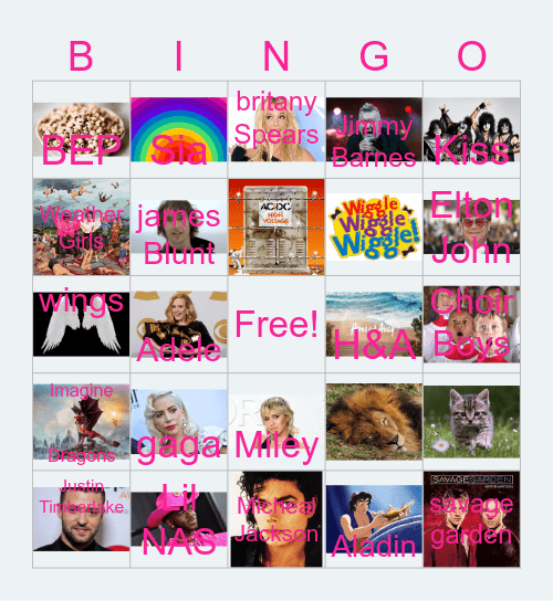 Music Challenge Wet Weather Bingo Card