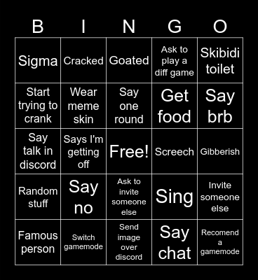 Liam bingo card Bingo Card