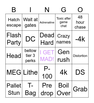 DBD BINGO!!! Bingo Card