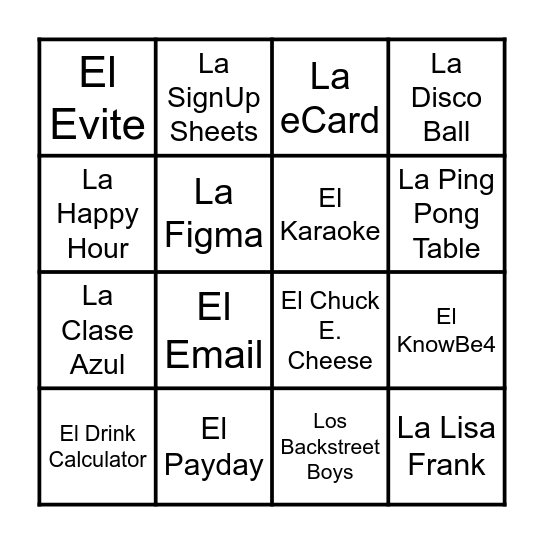 Evite Lotería Bingo Card