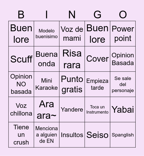 Debut de idolES (Todas) Bingo Card