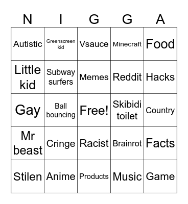 Shorts bingo Card