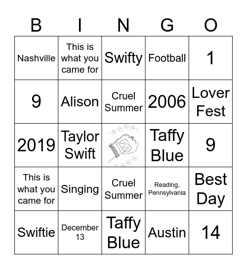 Tay Tay Tay Bingo Card