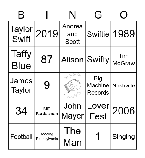 Tay Tay Tay Bingo Card