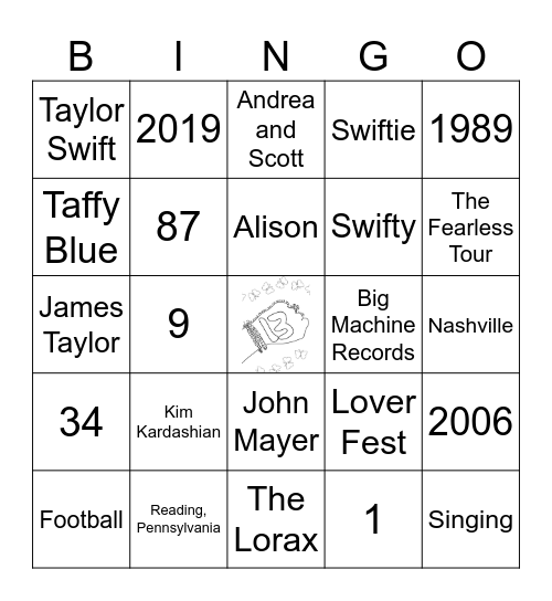 Tay Tay Trivi-yay Bingo Card