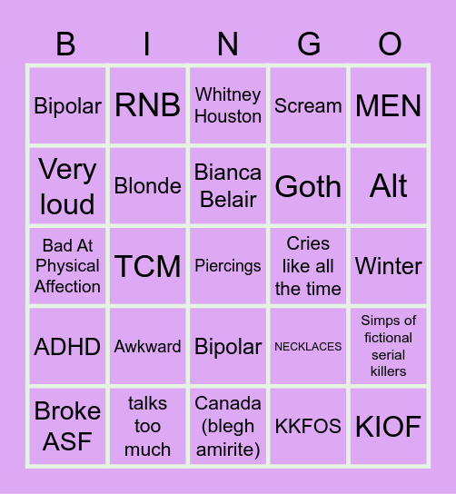 Klowns Bingo Card