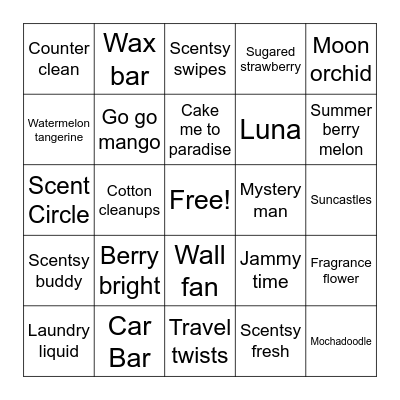 Scentsy Bingo Card