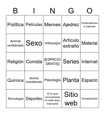wikipedia aleatorio español Bingo Card
