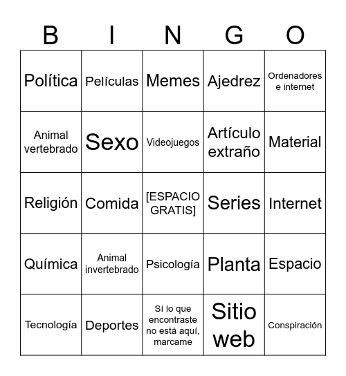 wikipedia aleatorio español Bingo Card
