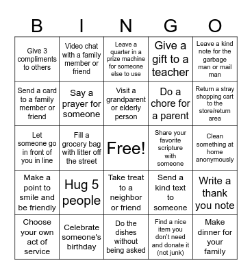 Service Bingo! Bingo Card