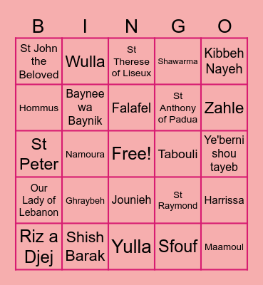 Mother & Daughter Brunch Bingo Card