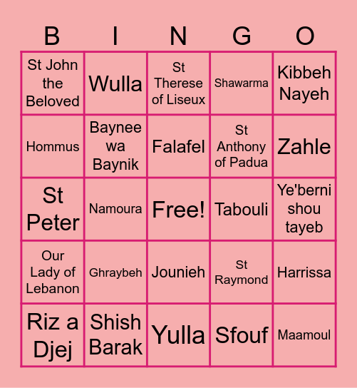 Mother & Daughter Brunch Bingo Card