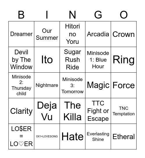 MARK Bingo Card