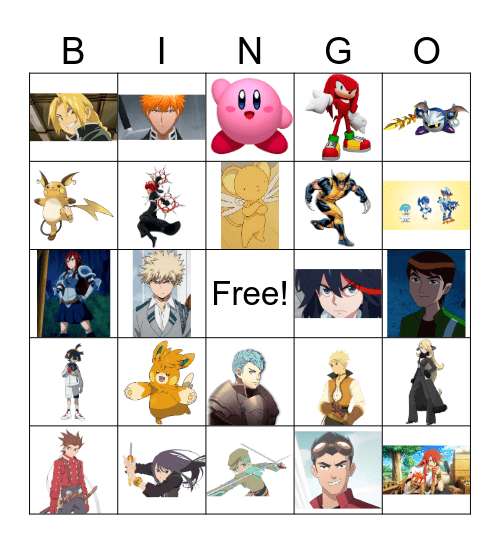 Favorite Character Bingo Card