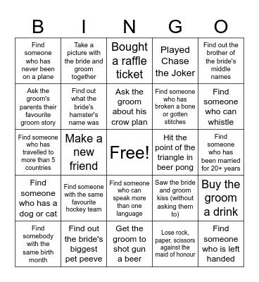 Mingle Bingo Card
