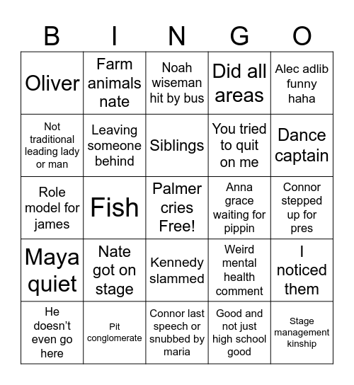 Senior speech bingo Card