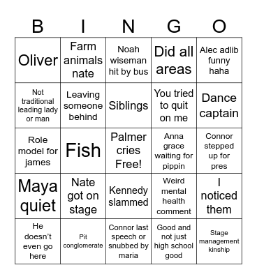 Senior speech bingo Card