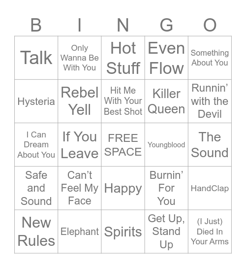 Music Bingo #32 Bingo Card