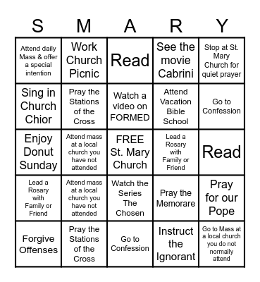 Summer Fun Challenge Bingo Card