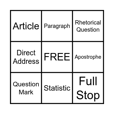 Revision Bingo Card