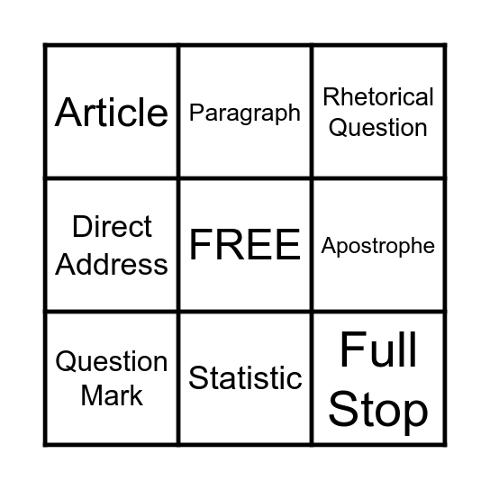 Revision Bingo Card