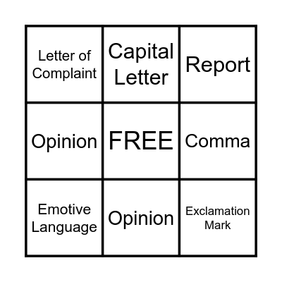 Revision Bingo Card