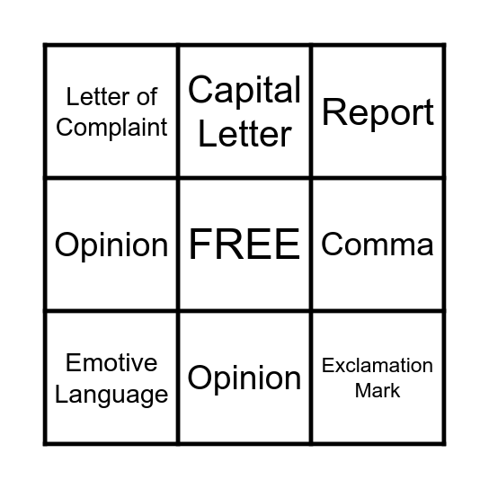 Revision Bingo Card