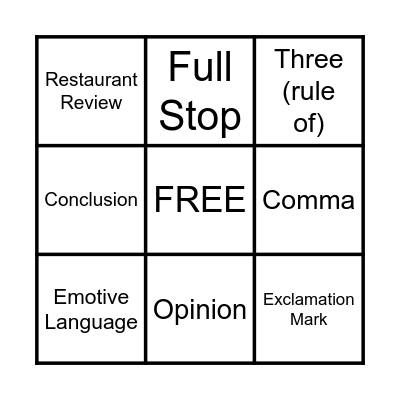 Revision Bingo Card