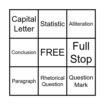 Revision Bingo Card