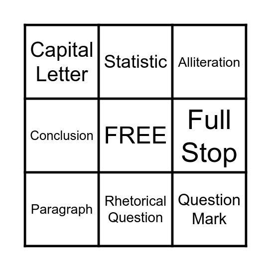 Revision Bingo Card