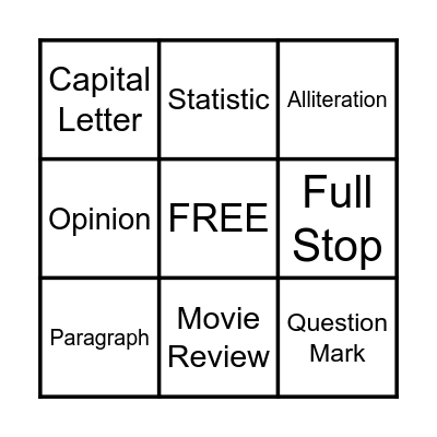 Revision Bingo Card