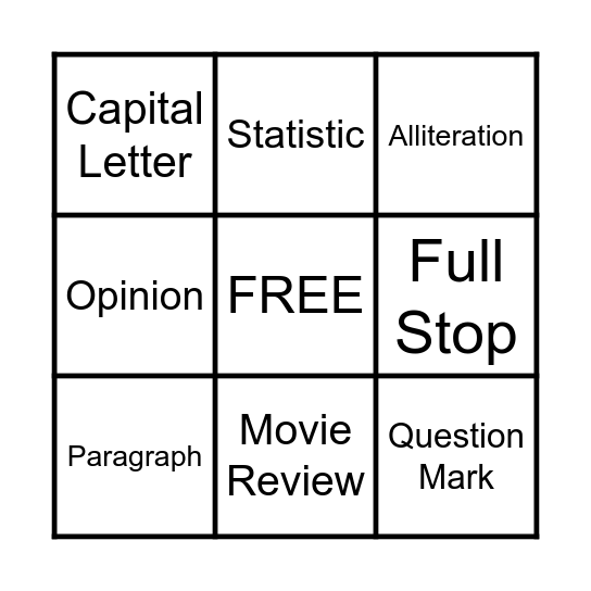 Revision Bingo Card