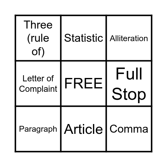 Revision Bingo Card