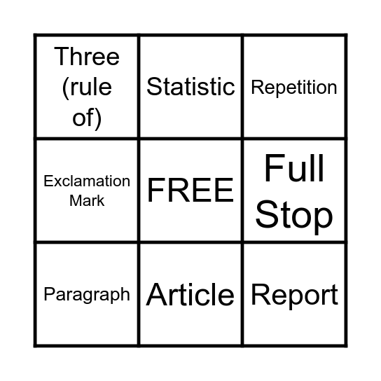 Revision Bingo Card