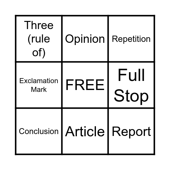 Revision Bingo Card