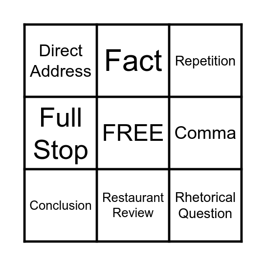 Revision Bingo Card