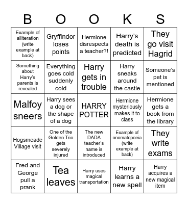 Prisoner of Azkaban BINGO Card