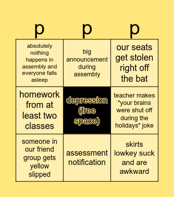 first day of school bingo Card