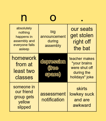 first day of school bingo Card