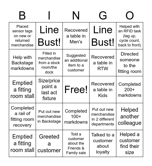 Support Friends & Family BINGO Card