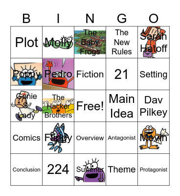 Cat Kid Comic Club Bingo Card