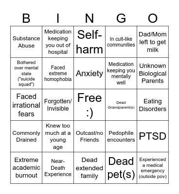 Truama Bingo V.2!! Bingo Card