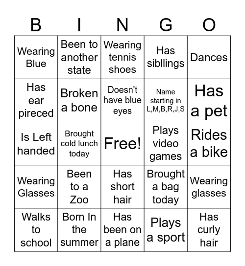 Find Someone Bingo Card