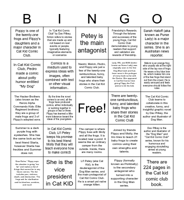 Cat Kid answer Key Bingo Card