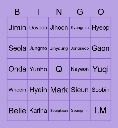 KPOP! Bingo Card