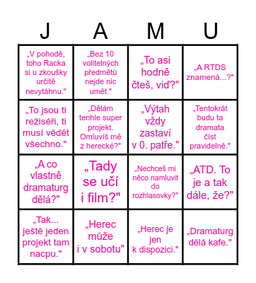 JAMU Bingo Card