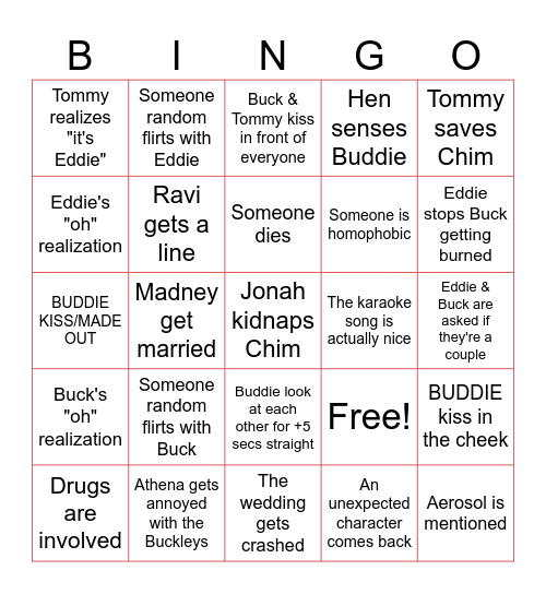 9-1-1 • 7x06 Bingo Card