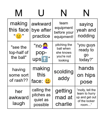Coach Munn Bingo Card